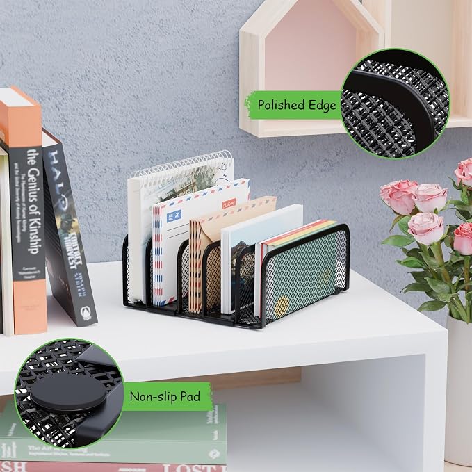Mail Organizer Countertop, Metal File Holder - Image 3