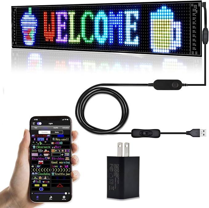 XIAOOHO Programmable LED Car Sign, Scrolling LED Sign, Flexible LED RGB Message by XIAOOHO