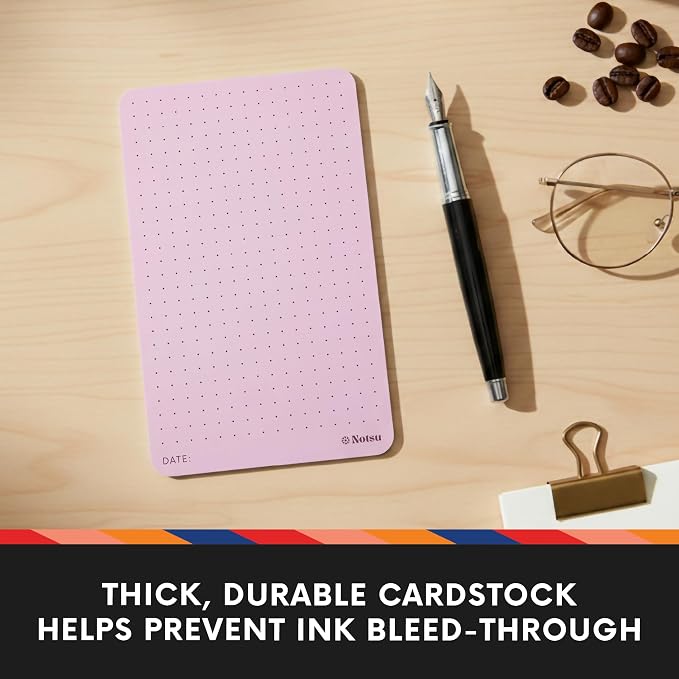 Notsu Dotted Colored Note Cards 3x5 inch, 40 ct | Red Bullet Dot Grid Vertical - Image 6
