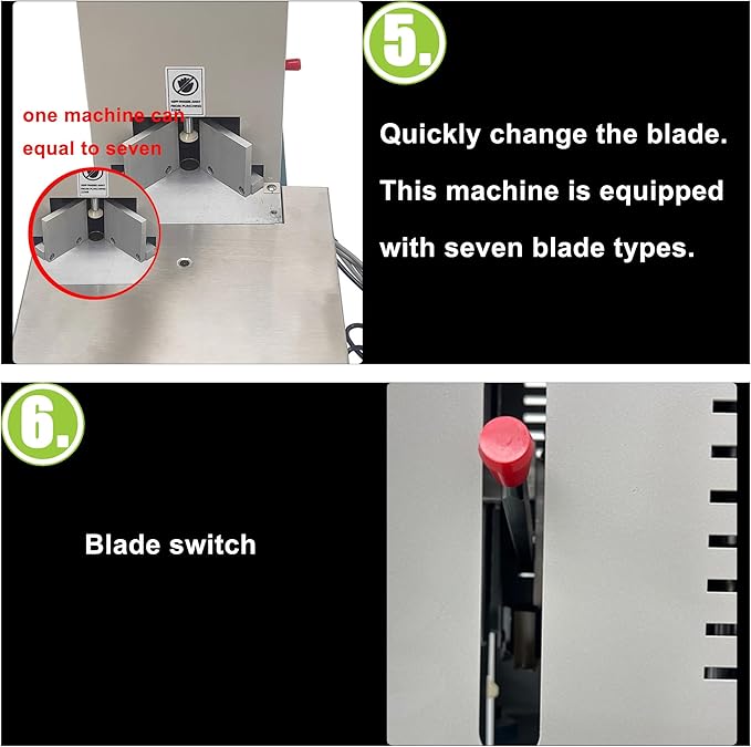 Electric Corner Rounder Desktop Paper Corner Rounding Cutter with Paper Drawer Foot Pedal Switch Semi-Automatic Book Fillet Cutter Machine Cutting Angle R3-R10 7PCS Cutting Dies 110V-DeskLoop Office