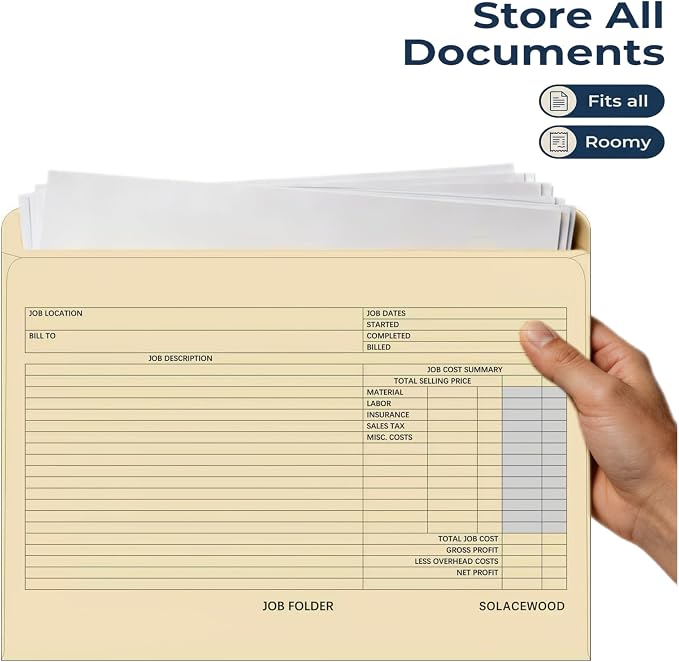 Classic Manila File Jacket 9.85" x 12.8" Job Folders Heavy Duty - Image 5