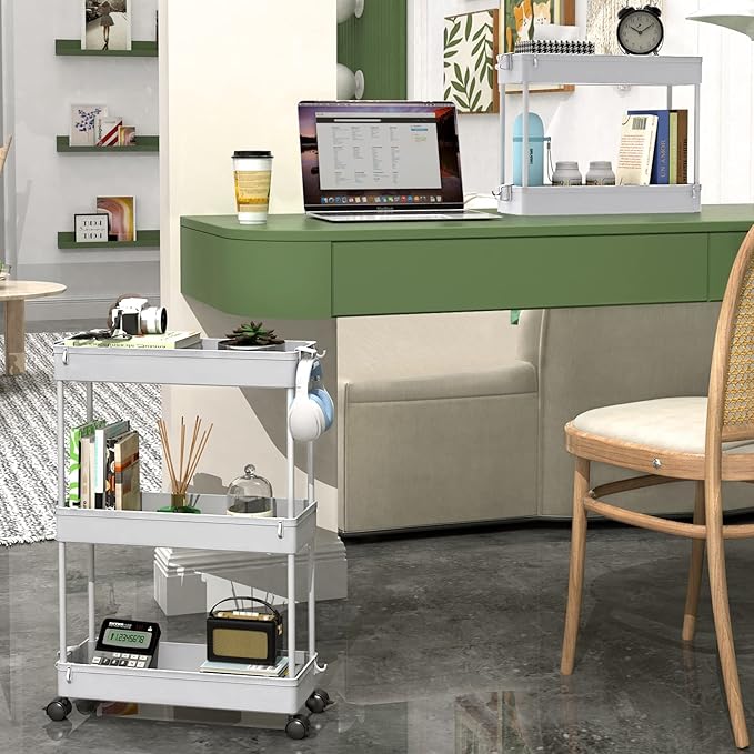 SPACEKEEPER Slim Rolling Storage Cart, 3 Tier Storage Organizer Laundry Room - Image 2