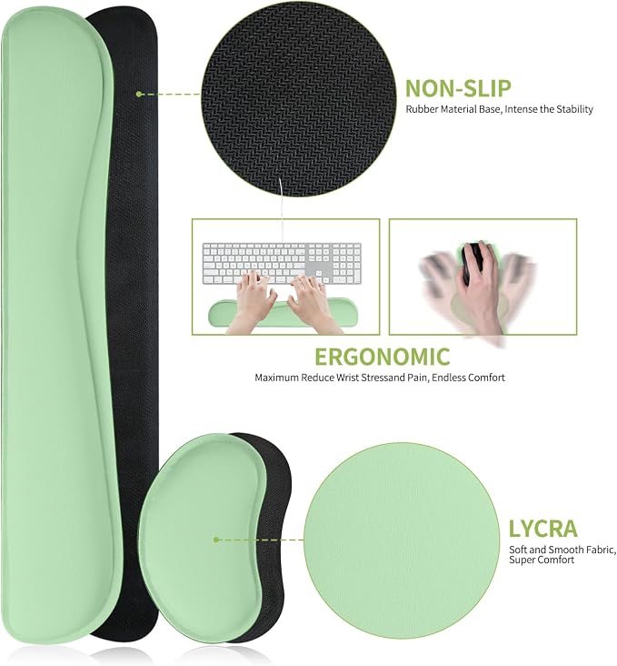 Mouse Pad and Keyboard Wrist Rest, 3-in-1 Large Keyboard and Mouse Pad Set - Image 4