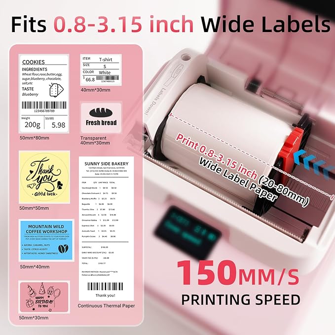 ORGSTA Label Maker Machine with Tape, T003 Thermal Label Maker, 3.15 Inch Bluetooth Label Printer Compatible with Phone & PC, Sticker Printer Barcode Thermal Maker for Small Business, Home, School-DeskLoop Office