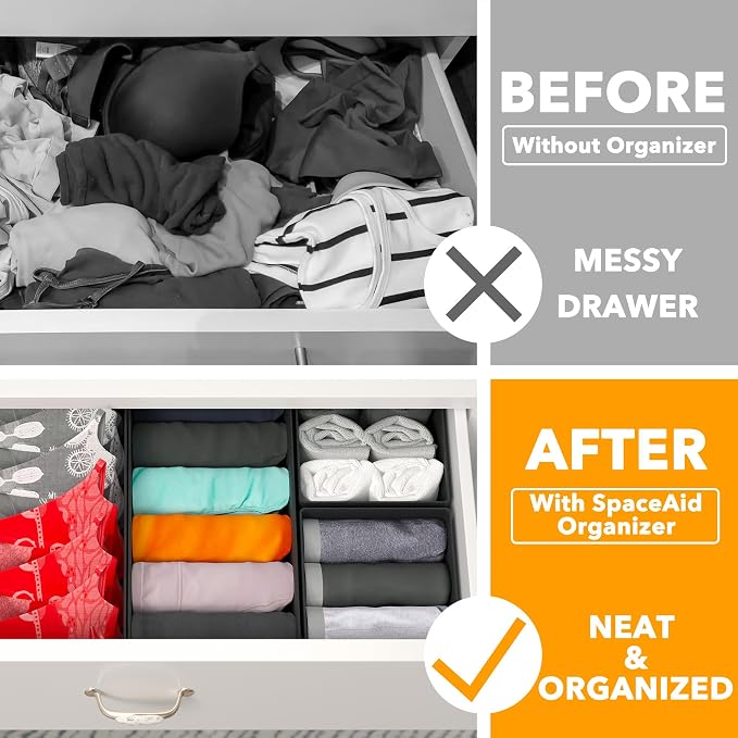 SpaceAid Drawer Organizer Clothes, 12 Pack Dresser Organizer Bins - Image 2