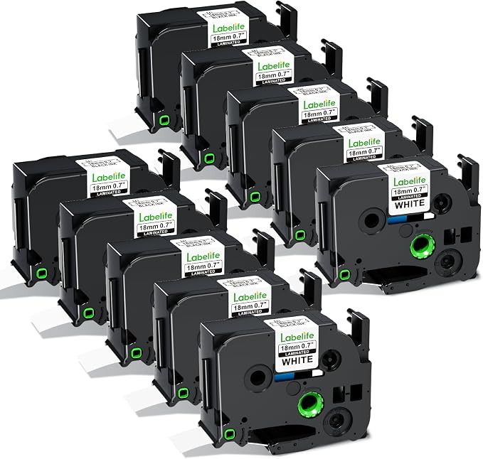 Labelife 10-Pack Replacement for Brother TZe-241 TZe241 P Touch Label Tape 0.7 by Labelife
