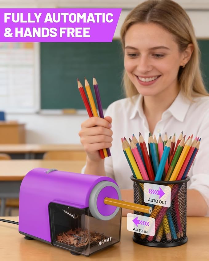 AFMAT Electric Pencil Sharpener, Fully Automatic Pencil Sharpener - Image 2