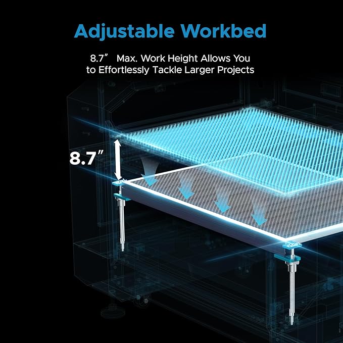 OMTech Pronto 130W CO2 Laser Engraver & Cutter – 51"x35" Workspace, 1,000mm/s Speed, Autofocus, 2-Way Pass, Air Assist, for Wood, Acrylic & More-DeskLoop Office