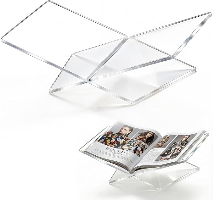 Acrylic Desktop Book Stand, Magazines & Art Books, 12×7×5 in Slim Transparent by Unknown
