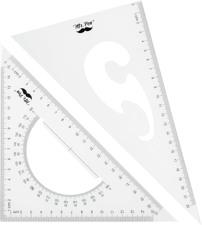 Mr. Pen- Triangle Ruler, 2 Pack, 30/60 & 45/90 | Right Triangle Ruler by MrPen