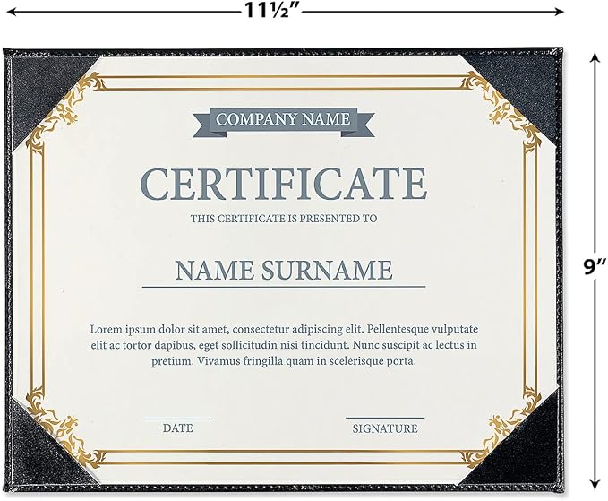 Fine Stationery Black Faux Leather Certificate Holders - Image 2