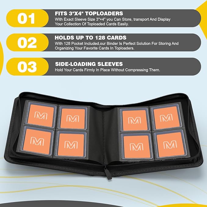 Toploader Binder, 4-Pocket Side Load Trading Card Album, Holds 128 Cards - Image 3