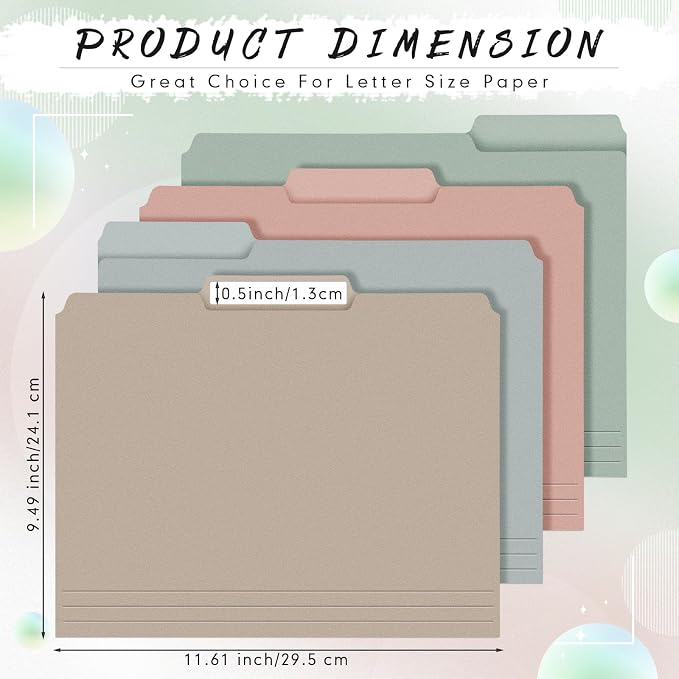 24 Pcs File Folders 9.5x11.6 Inch Manilla Folders Letter Size - Image 2