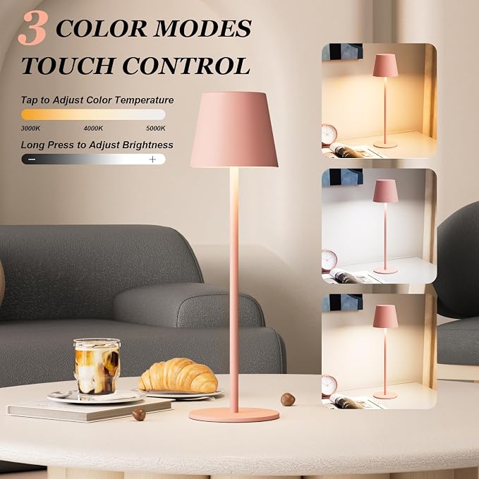 Kakanuo Cordless Table Lamp Rechargeable Pink - Image 2