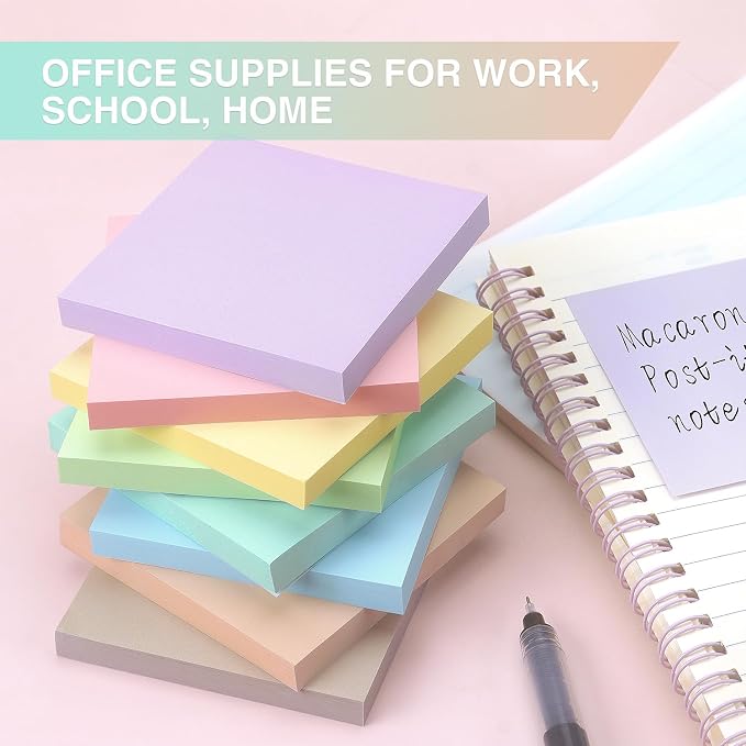 Sticky Notes 3x3inch, 8 Pads Self-Stick Notes, 8 Pastel Multi Colors - Image 6