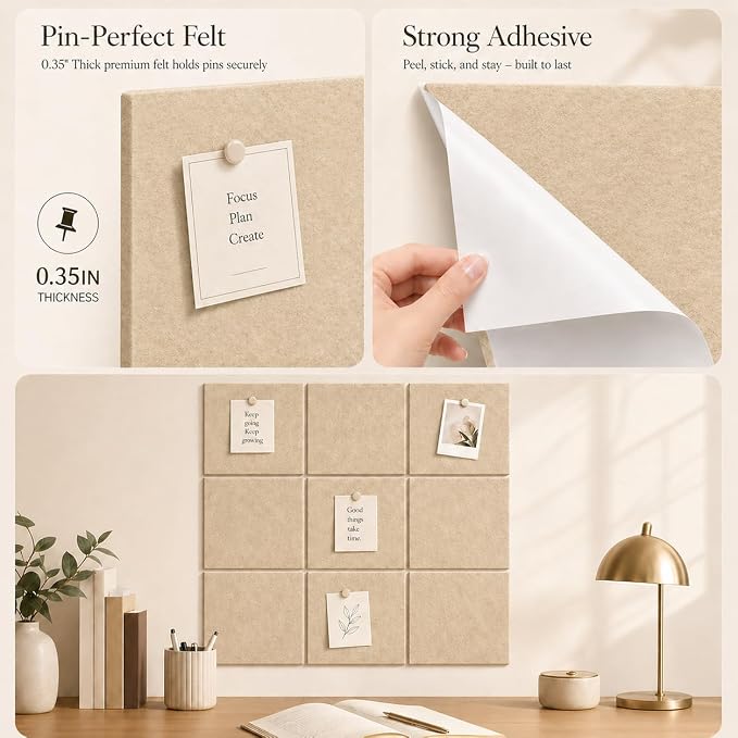 Felt Bulletin Board Tiles, Cork Board Alternative, 48 x 36 in | 0.35 in modular - Image 3