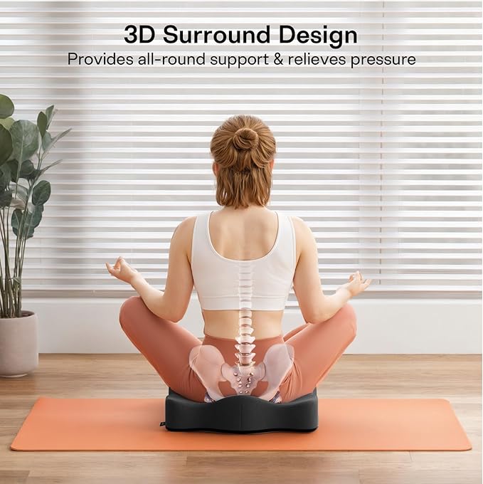 Seat Cushions for Office Chairs - Pressure Relief Seat Cushion - Car Seat Cushions for Pressure Relief, Tailbone Pain, Sciatica & Back Pain Relief for Office Chairs (Jet Black)-DeskLoop Office