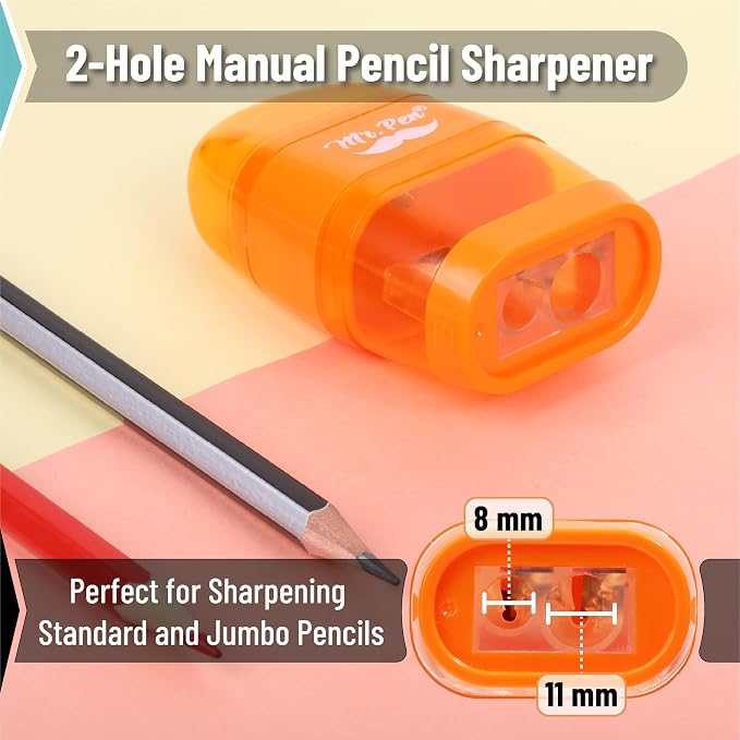 Mr. Pen- Pencil Sharpener & Eraser, 4 Pack | 2-in-1 Manual Sharpeners - Image 4