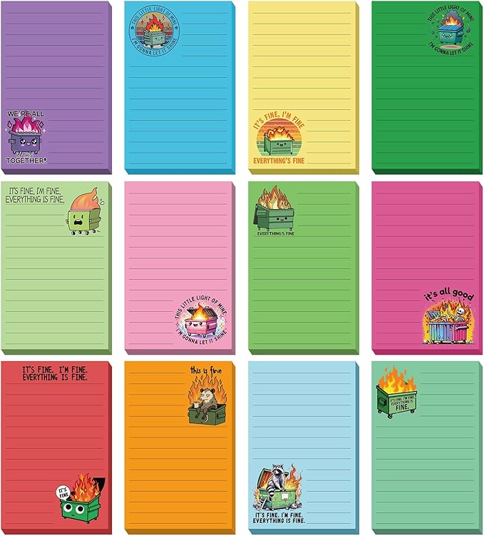 12 Pack Funny Notepads, 5x3 Inches Sarcastic Note Pads Memo Fun Office Gifts by Saypacck