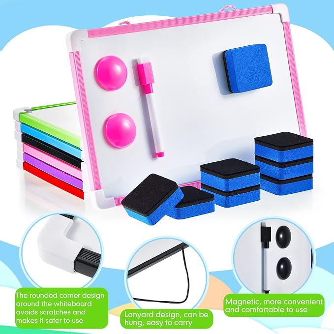 Colarr 12 Pack Hanging Magnetic Dry Erase Board 8'' x 12'' Small Double Sided - Image 3