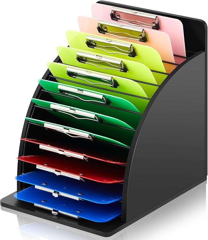 Wonderjune 1 Pack Clipboard Holder Wooden Metal Clipboards Storage Rack by Wonderjune