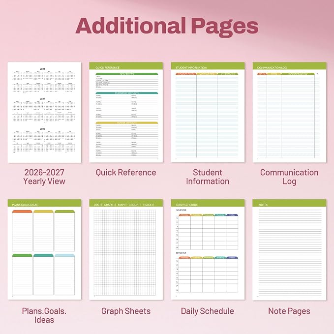 SUNEE Teacher Planner 2026-2027 Academic Year, 7 Periods Lesson Plan Book Jul - Image 5