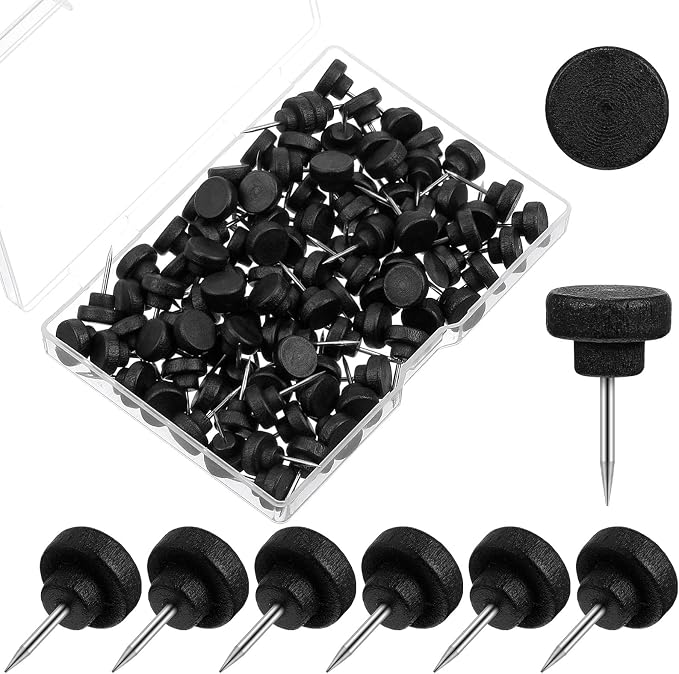 Gueevin 100 Pcs Wooden Push Pins Decorative Wood Thumb Tacks Map Tacks Push Pins by Gueevin