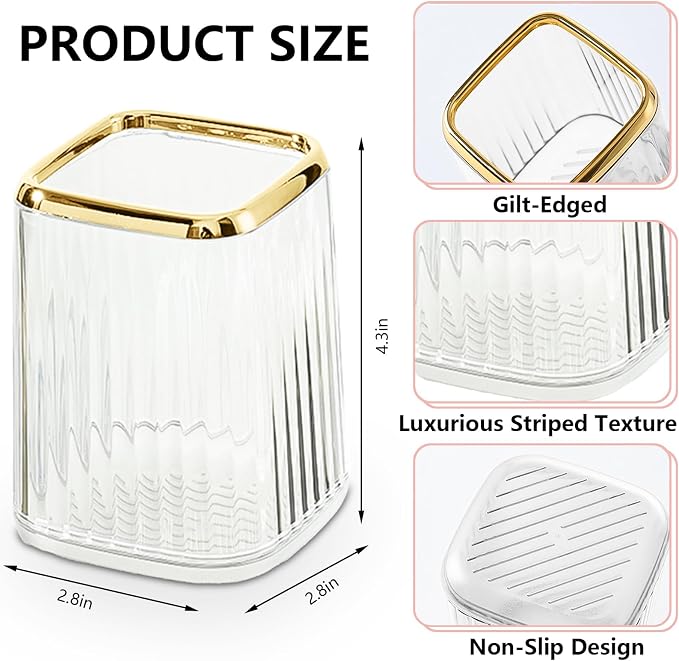 Clear Pen Holder for Desk, Pencil Holder, Makeup Brushes Cup, Desk Pen Pencil - Image 5