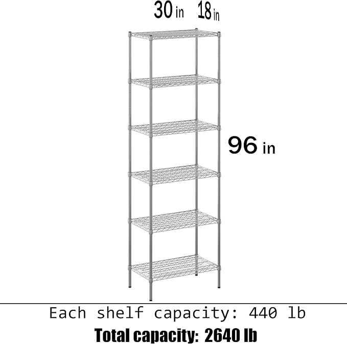 Regal Altair 18" Deep x 30" Wide x 96" Height Wire Shelving Kit | 6-Tier | NSF - Image 3