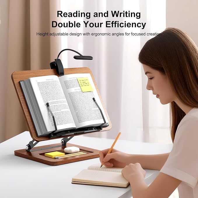 OPTIXCELL Book Stand with Light, Hands Free Book Holder, Gifts Book Lovers | - Image 3