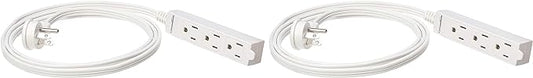 Amazon Basics Rectangular Indoor Extension Cord Power Strip, 3-Prong, Flat Plug, Grounded - 13 Amps, 1625 Watts, 125 VAC - 2-Pack, 6 ft, White-DeskLoop Office