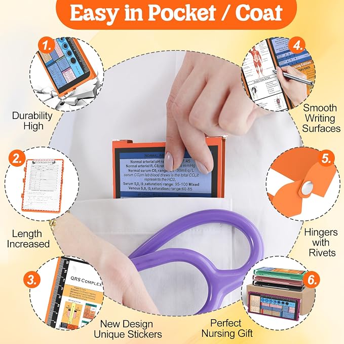 Foldable Nursing Clipboard Quad-Fold, Pocket Size, Metal Pen Clip, Privacy - Image 3