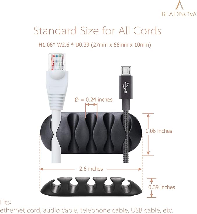 BEADNOVA Cord Organizer Cable Organizer Cable Clips Cord Holder - Image 3