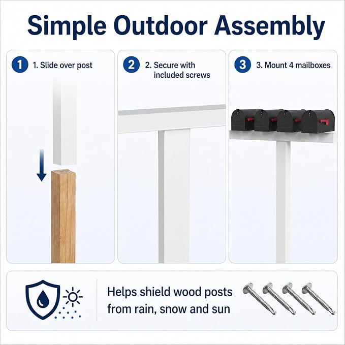 Sintuff Heavy Duty White Vinyl Mailbox Post Sleeve T-Shape Mailbox Stand Mount - Image 4
