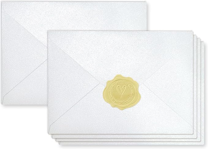 100 Pack Mini Pearl White Envelopes, 4 x 2.75" Shimmer Gift Card Envelopes by YINUOYOUJIA