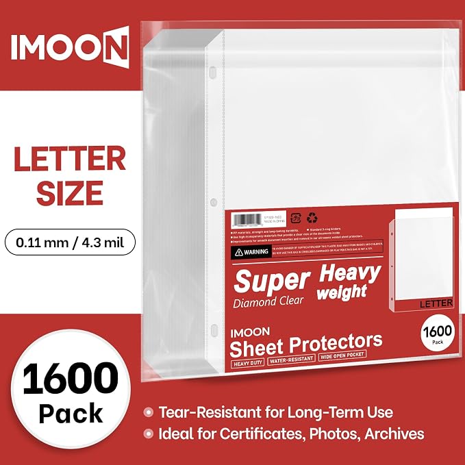 Super Heavyweight 3-Hole Letter Size Sheet Protectors - Image 2