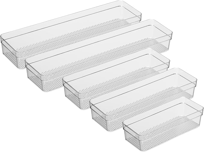 Oggi Set of 5 Clear Drawer Organizers by OGGI