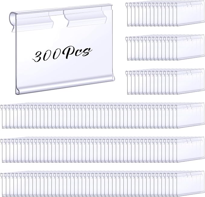 Tatuo 300 Pcs Reusable Plastic Wire Shelf Label Holders, Price Card Sign by Tatuo