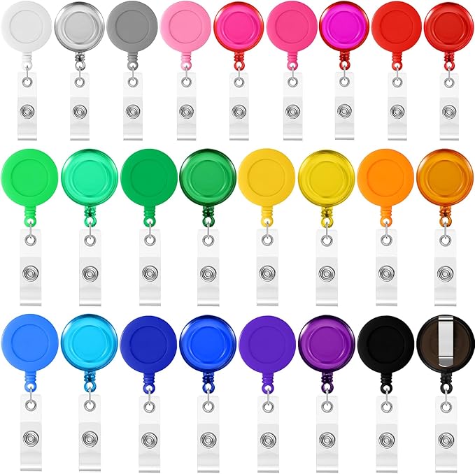 Harloon 150 Pcs Retractable Badge Reel Teacher Clips Holder Mixed Solid Color by Muasung