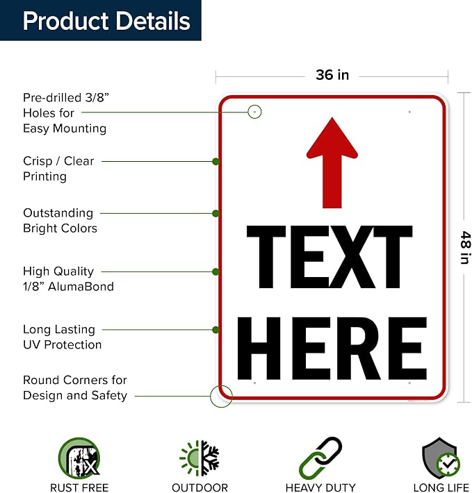 Custom Arrow, Custom Directional Sign, Up Arrow, 36x48 Inches, Rust Free DiBound - Image 6