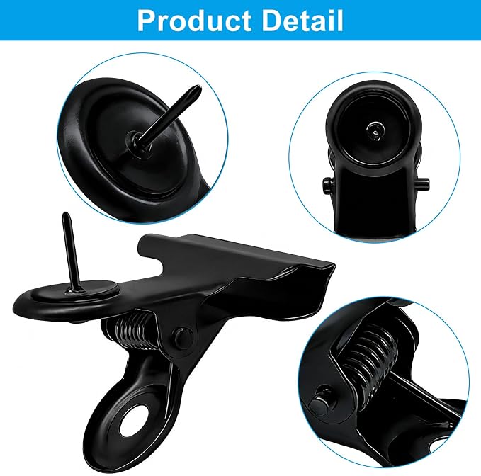 20Pcs Black Push Pins Metal Push Pin Clips, Pushpin Clip Bulldog Clip - Image 2