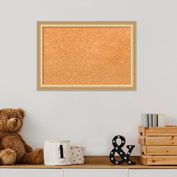 Amanti Art Natural Cork Board for Wall, 14x20 Vision Board with Gold Frame, Small Corkboard Office Decor for Home Organization, Casual Corkboard Pinboard to Display Items for Home Organization in-DeskLoop Office