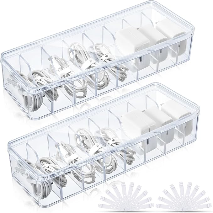 Tatuo 2 Pcs Cord Organizer for Drawer Desktop, Cable Organizer Box by Tatuo
