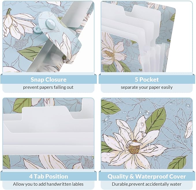 SKYDUE Accordion File Organizer, Floral Expanding File Folders - Image 3