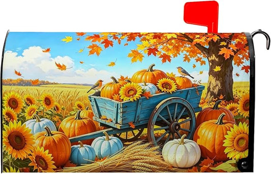 Fall Pumpkin Mailbox Covers Magnetic Standard Size Thanksgiving Sunflower by farg
