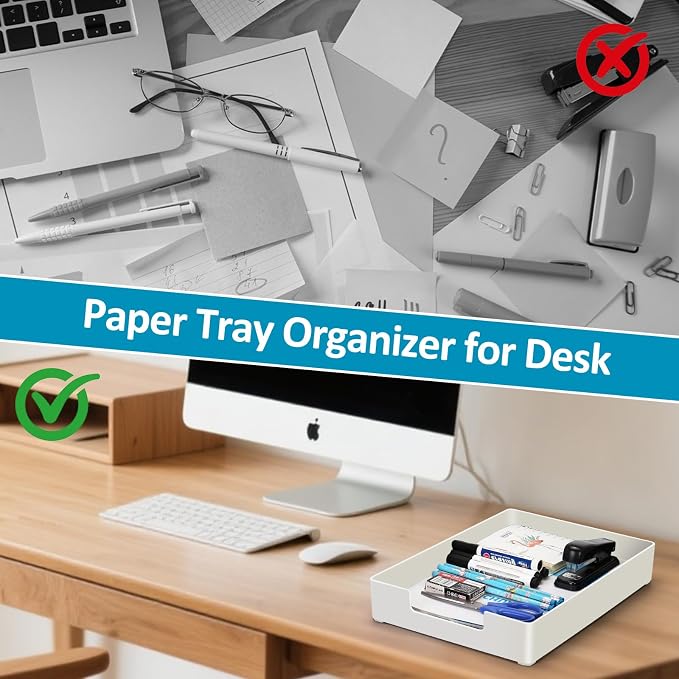 Paper Tray, Desk Tray Organizer, Plastic A4 Letter-Size Printer Paper Holder - Image 5
