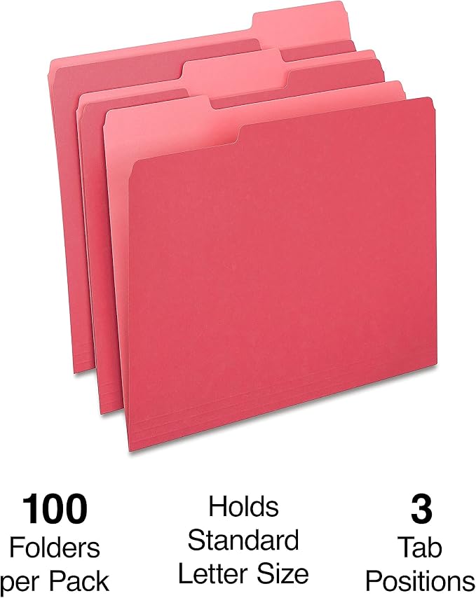 Staples File Folder, Letter Size, 1/3‑Cut Tab, Durable Paper Stock, 200/Carton - Image 2