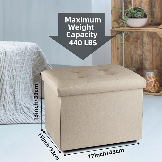 ALASDO Ottoman Storage Ottoman Footrest Stool Foldable Foot Rest Footstool Bench - Image 3