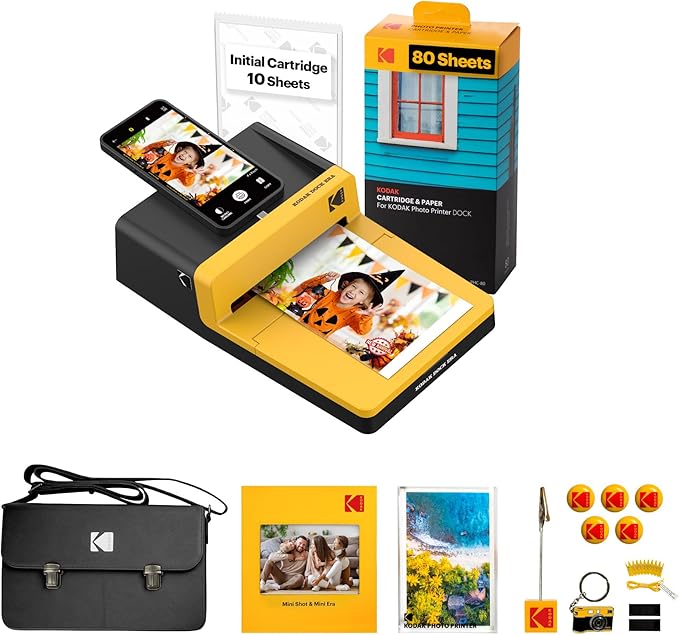 KODAK Dock ERA Plus 4PASS Instant Photo Printer (4x6) (Printer + Initial 10 Sheets + 80 Sheets + Accessories)-DeskLoop Office