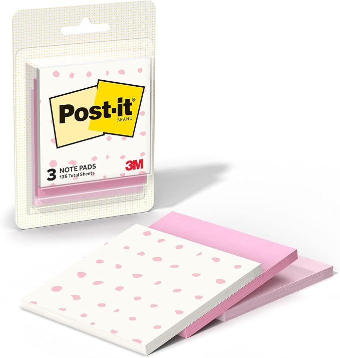 Post-it Polished Patterns, 3 x 3 in, 3 Sticky Notes Pads | Bubble Blush Design by Unknown